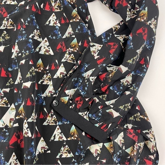 Sofia Button Up Blouse Womens XL Black Geometric - Picture 5 of 9